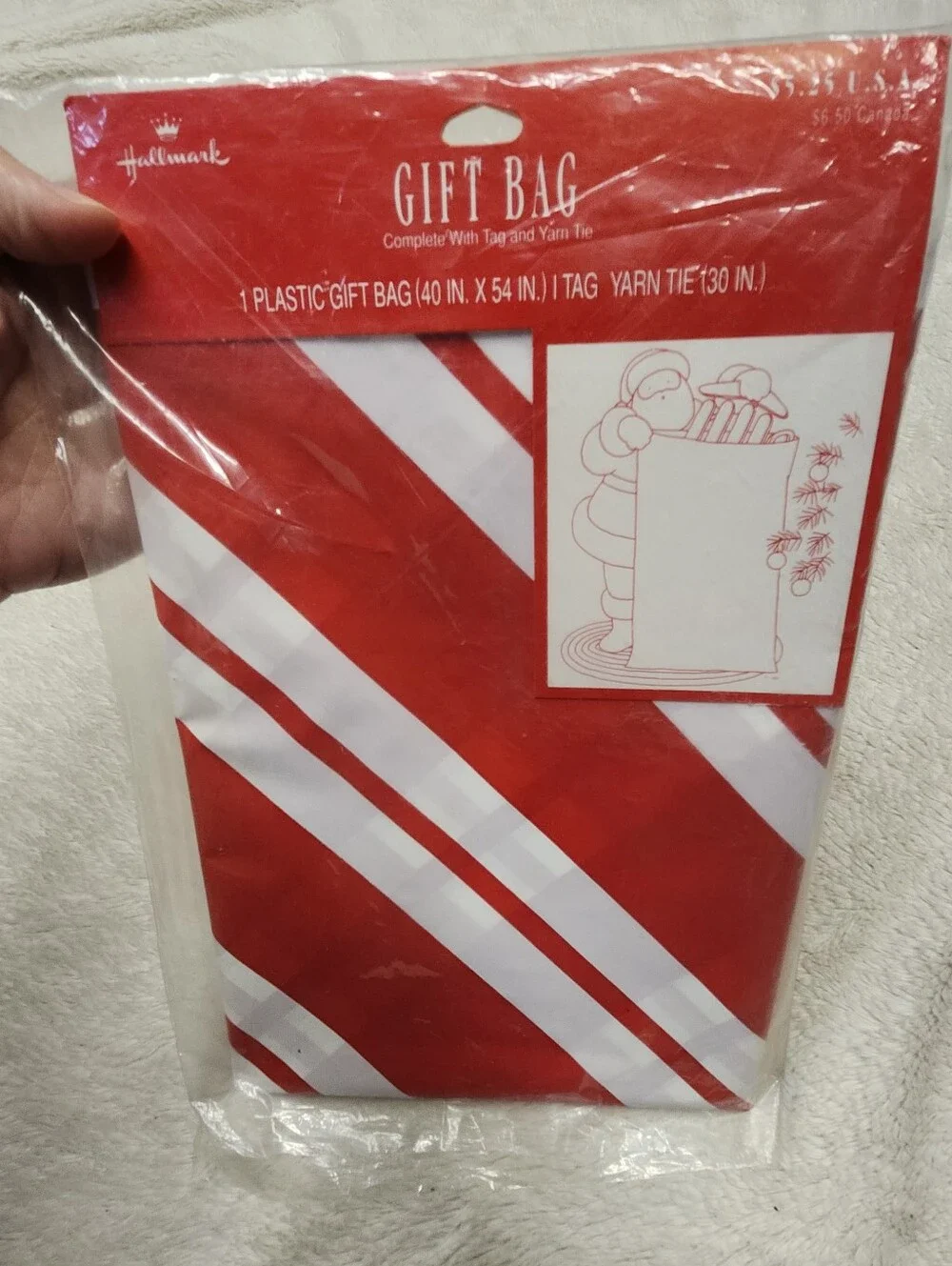 Hallmark Red & White Diagonal Stripe Gift Bag - Holiday Party Supplies